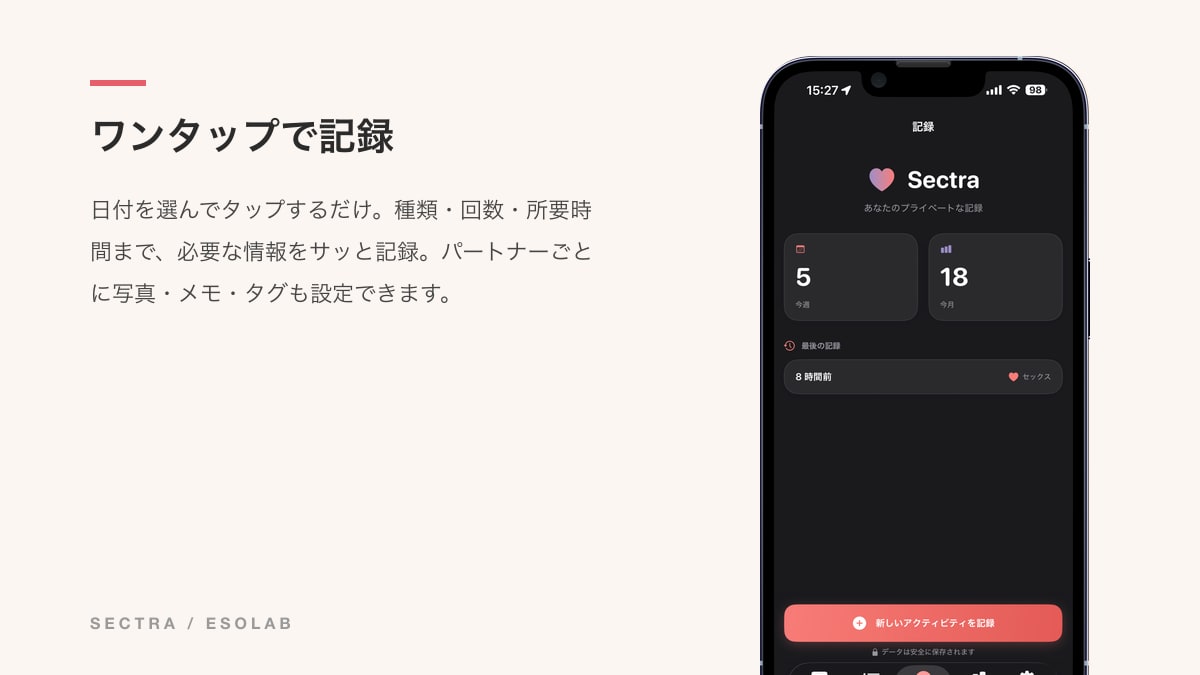 ワンタップで記録